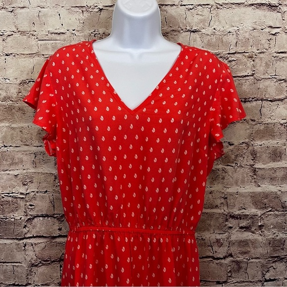 Gap Coral Geometric Print Rayon Short Sleeve Dress - Picture 2 of 9